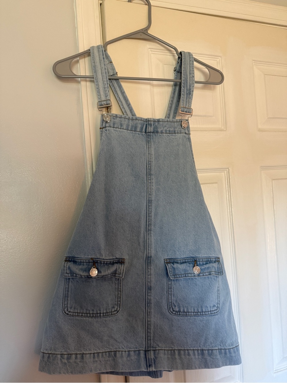 Edikted Light Blue Denim Pinafore Dress